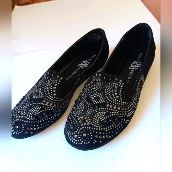 Rock & Republic Shoes - Rock and Republic shoes, size 6½, black with stone decoration,Boho Hipster.